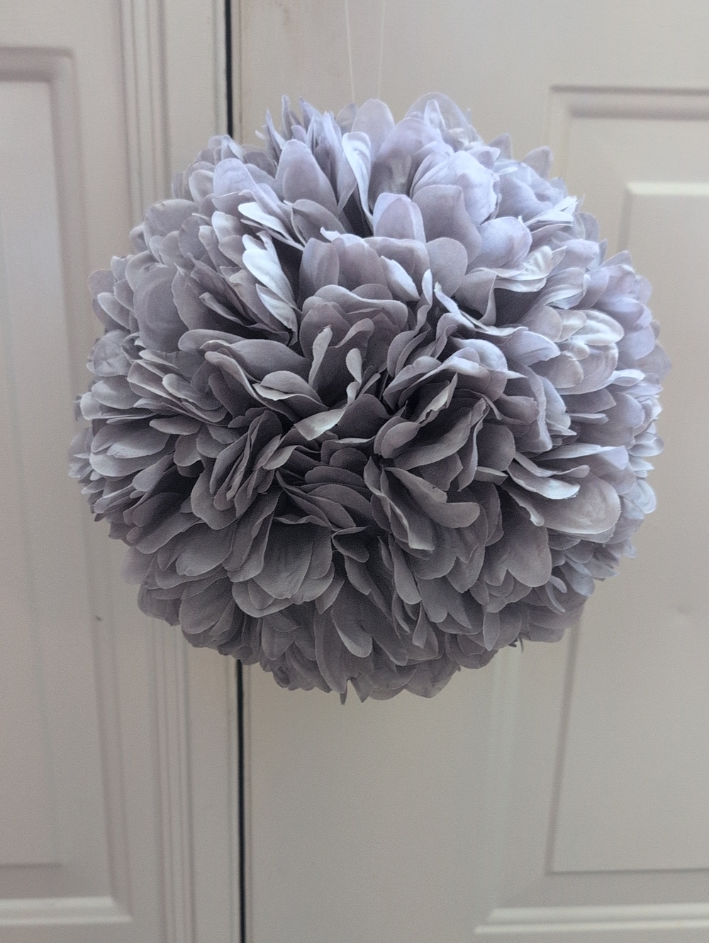 NWT Decorative Purple Gray Floral Pom Pom Hanging Accent
